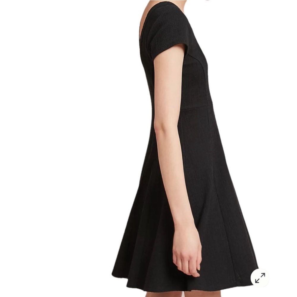 Anthropologie Black Fit-and-Flare Short Sleeve Dress - Picture 3 of 11